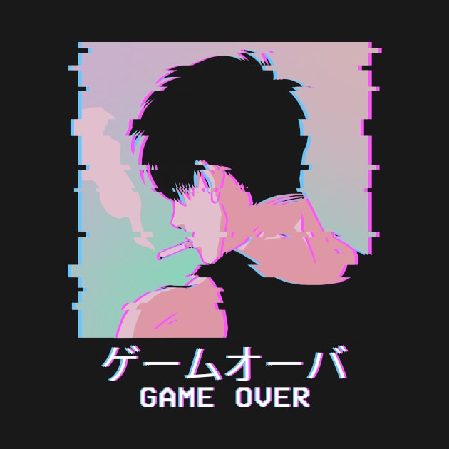 Emo Anime Boy Game Over Lofi Vaporwave Otaku Weeb by Alex21