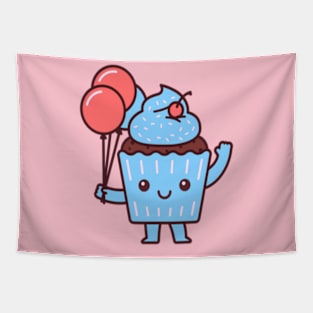 blue birthday cupcake kawaii Tapestry