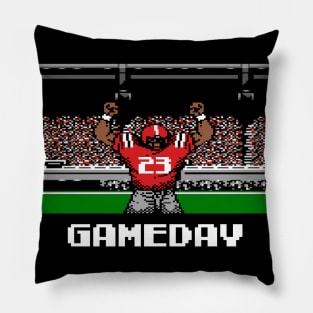 Red and Black Football Gameday Retro 8 Bit Linebacker Pillow