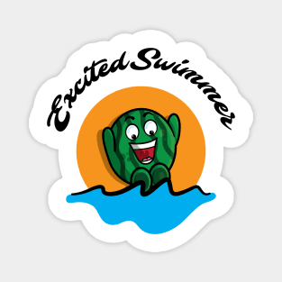 Excited swimmer, watermelon jump Magnet