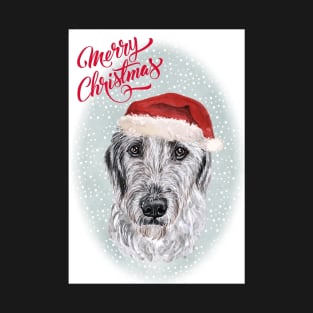 Irish Wolfhound Dog Merry Christmas Santa Dog T-Shirt