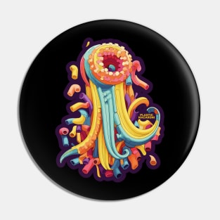 Plastic Macaroni Boho Trippy Hippy Donut Noodle Pin