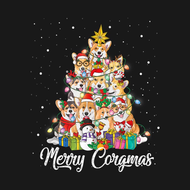 Merry Corgmas Corgi Christmas Tree Fairy Lights Dog Lovers by Benko Clarence