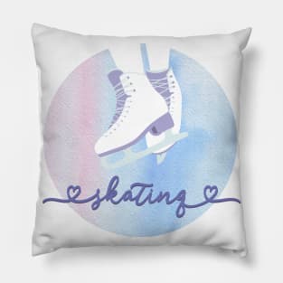 I Love Skating Pastel Pink and Purple Watercolor Aesthetic Pillow