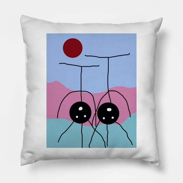 Kids Upside Down Stick Figure Pillow by Eigo Wild