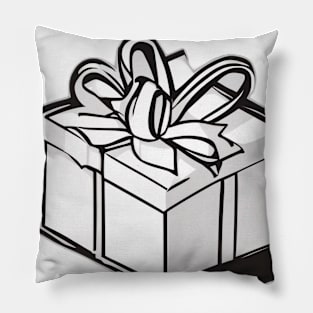 Elegant Monochrome Gift Box Illustration No. 620 Pillow