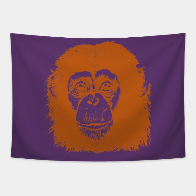 Orange Chimp face Tapestry by ToddPierce