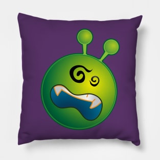 Confused Alien Monster ET Extraterrestrial Martian Green Man Emoji for Women, Men and Kids 11 Pillow