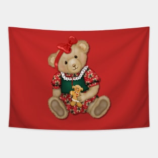 Teddy Bear Girl Beary Merry Christmas Tapestry