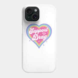 Support Drag Retro Rainbow Heart LGBTQ Kawaii Cute Gay Pride White Back Phone Case