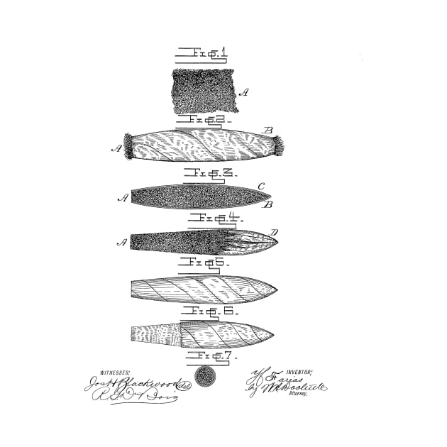 Cigar Vintage Patent Hand Drawing by TheYoungDesigns