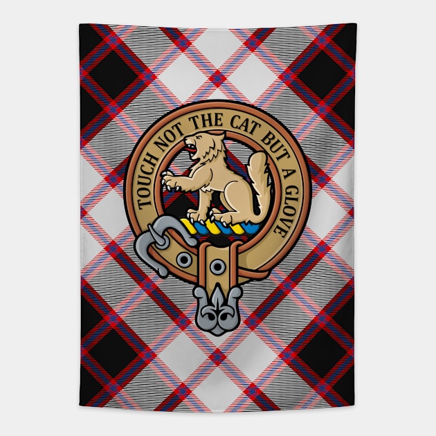 Clan MacPherson Crest over Hunting Tartan Tapestry by sifis