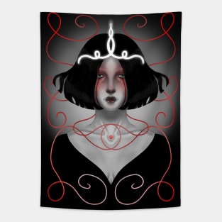 Tarot card high priestess black and white Tapestry