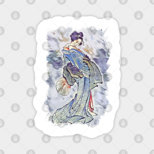 Beautiful Geisha / Vintage japanese art style Magnet by Naumovski