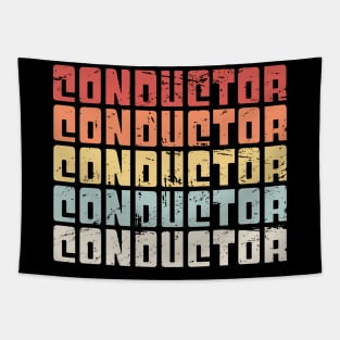 Retro Vintage Rail Crew Railroad Train Conductor Tapestry