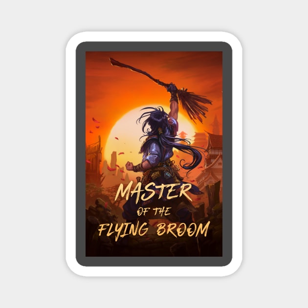 Master of the Flying Broom - Sword Saint in Training Magnet by Joseph J Bailey Author Designs