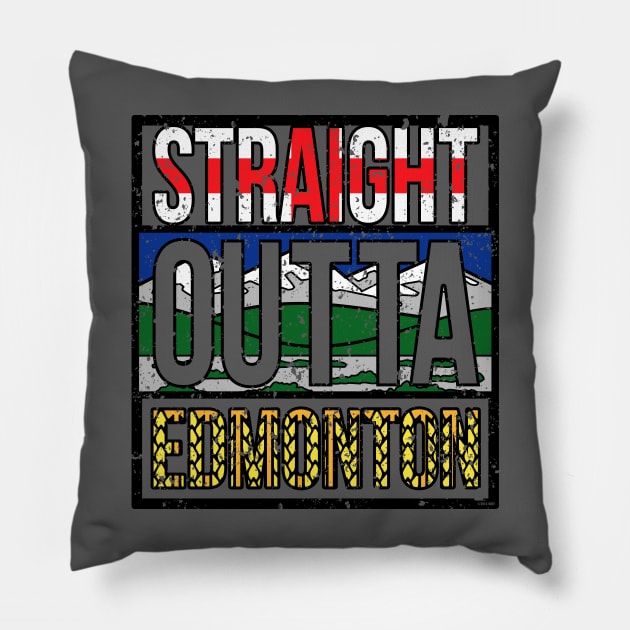 Straight Outta Edmonton (Alberta Flag) - [Gc-Tp] Pillow by Canadian Wear