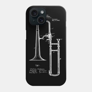Vintage Trombone 1902 Patent Blueprint Phone Case