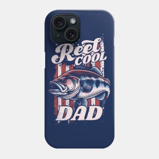 Reel Cool Dad - Retro Fishing American Flag Father's Day Phone Case