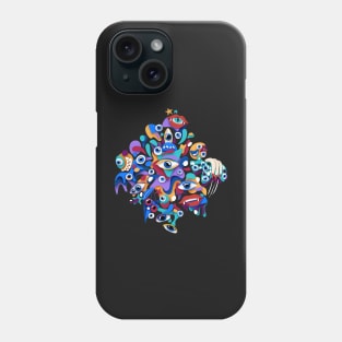 Psyhodelical Pattern with Thousand Eyes Looking Into the Soul, Vampire and Witchcraft Vibes Phone Case