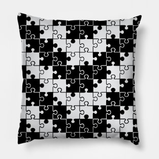 Black and white chevron puzzle design Pillow