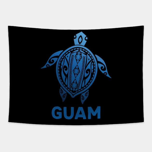 Guam Tribal Tattoo Blue Sea Turtle Souvenirs Tapestry by kalponik