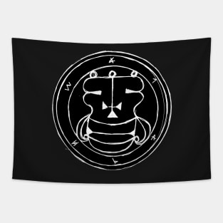 Dark and Gritty Seal of Agares (white) Tapestry