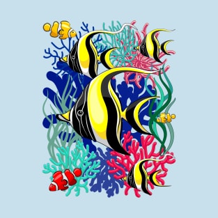 Angel Fish and Clown Fish Pattern T-Shirt