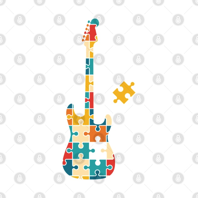 Retro Style Puzzle S-Style Electric Guitar Silhouette by nightsworthy