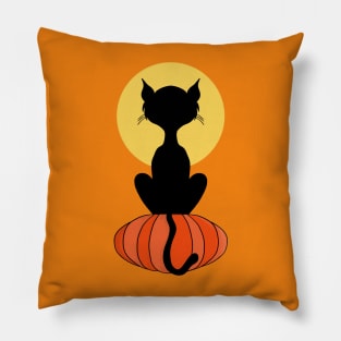 Kitten on the Halloween Pumpkin Pillow