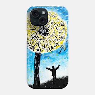 boy under a magic dandelion tree Phone Case