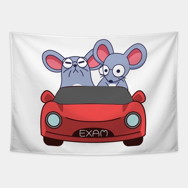 Mouse taking the driving license exam Tapestry by alcoshirts