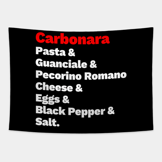 Carbonara Ingredients white Tapestry by LanfaTees