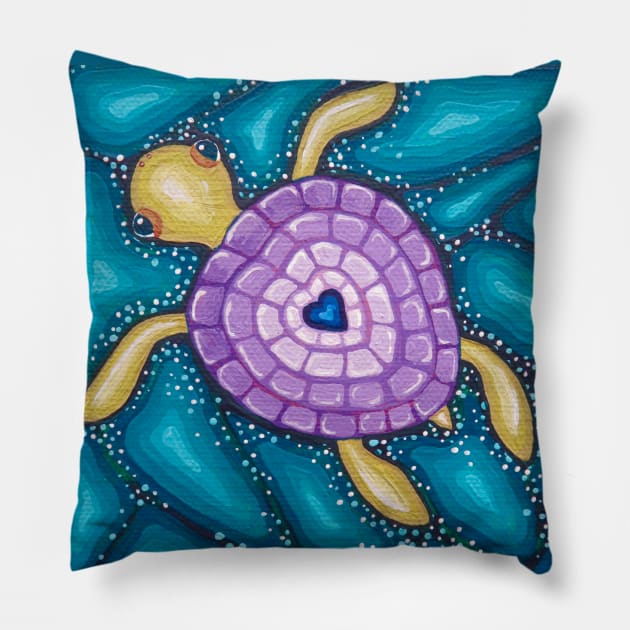 Cutest Sea Turtle Ever Pillow by SoozieWray