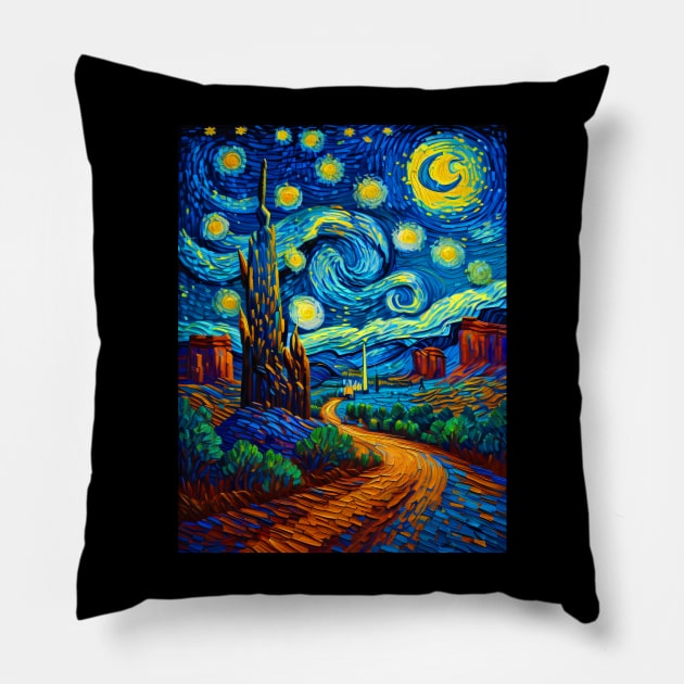 Monument Valley in starry night Pillow by FUN GOGH