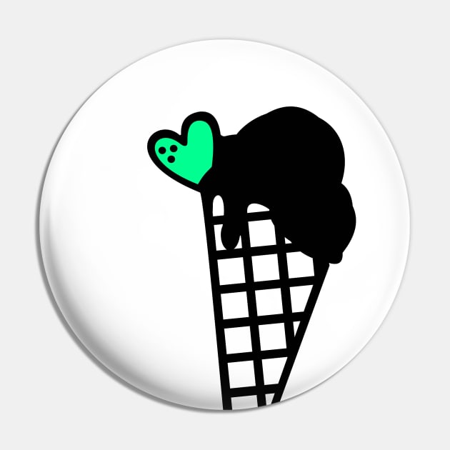 Snow Cone Icecream Black with Mint Pin by XOOXOO