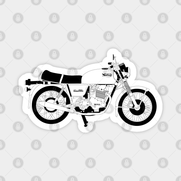 Norton Commando 850 Black Outline Magnet by kindacoolbutnotreally