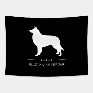 Belgian Sheepdog Dog White Silhouette Tapestry