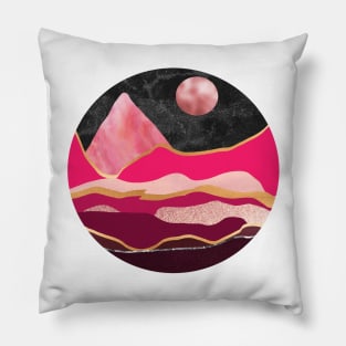 Pink glitter abstract mountain landscape Pillow