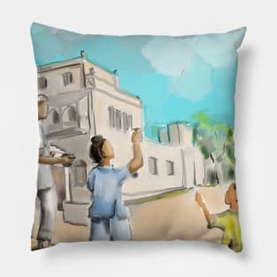 Punjabi village life Pillow