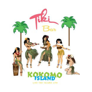 Tiki Bar Kokomo Hula Dancers Hawaii Hula Girl T-Shirt