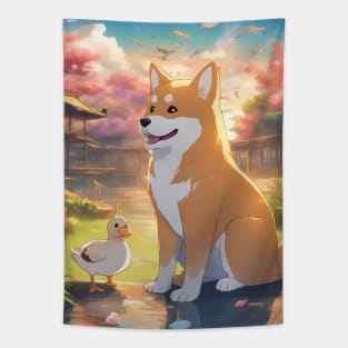 Playful Nature of Shiba dogs Tapestry