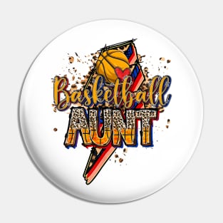 Basketball Aunt Leopard Heart Aunt Funny Mothers Day Pin