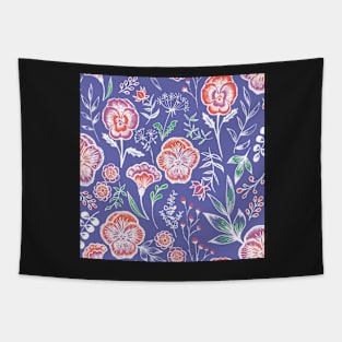 Pansy floral garden on purple Tapestry