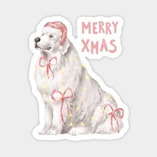 Christmas Pyrenean Mountain Dog Magnet