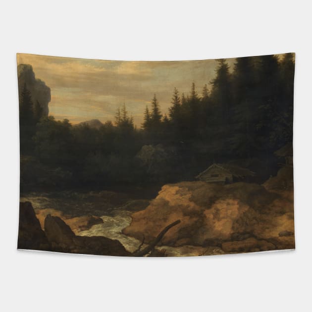 The River in the Pine Forest by Allaert van Everdingen Tapestry by Classic Art Stall