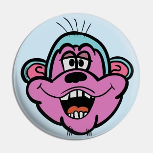 Monkey Head Light Blue Pin