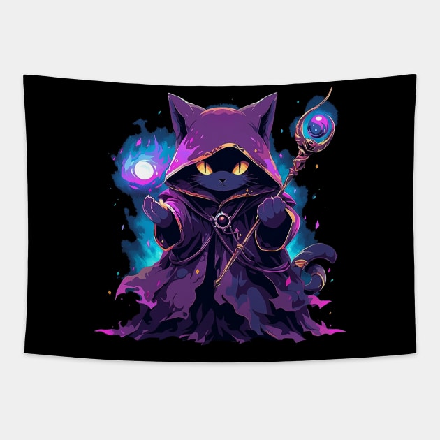 wizard cat Tapestry by lets find pirate