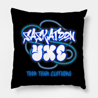 Saskatoon YXE Spray Paint in the Dark Pillow