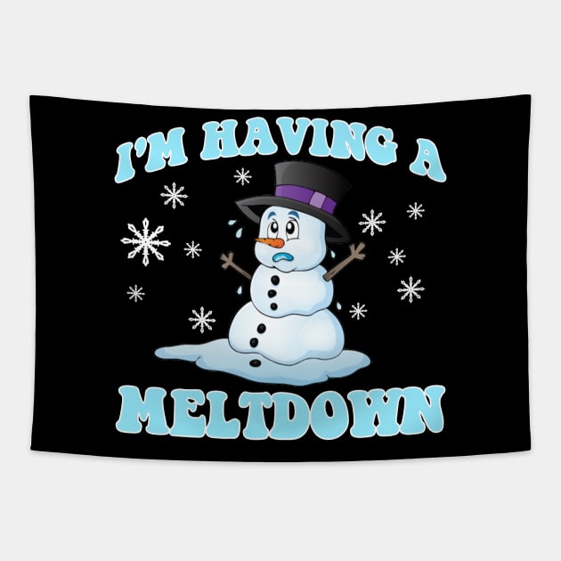 I'm Having A Meltdown Snowman Christmas Frost Tapestry by artbooming